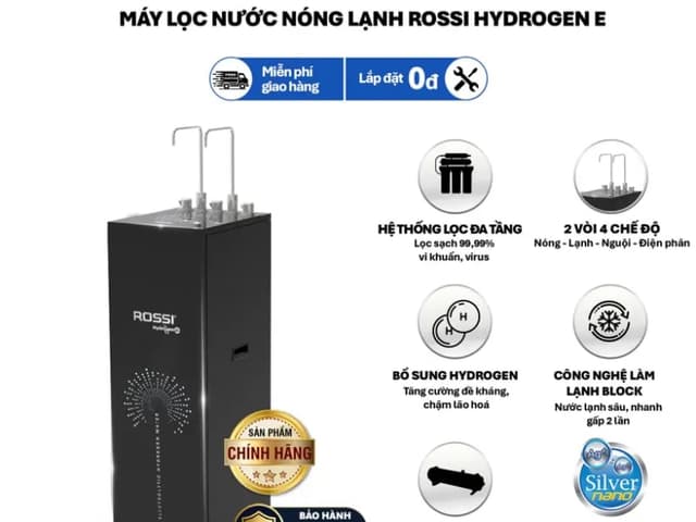Máy lọc nước RO Rossi Hydrogen E 12 lõi!